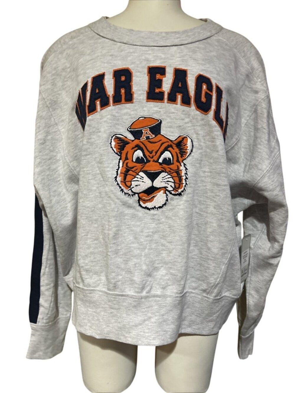 NEW Auburn Tigers The Yard Gray War Eagle Roomy Stitched Sweatshirt Women's M